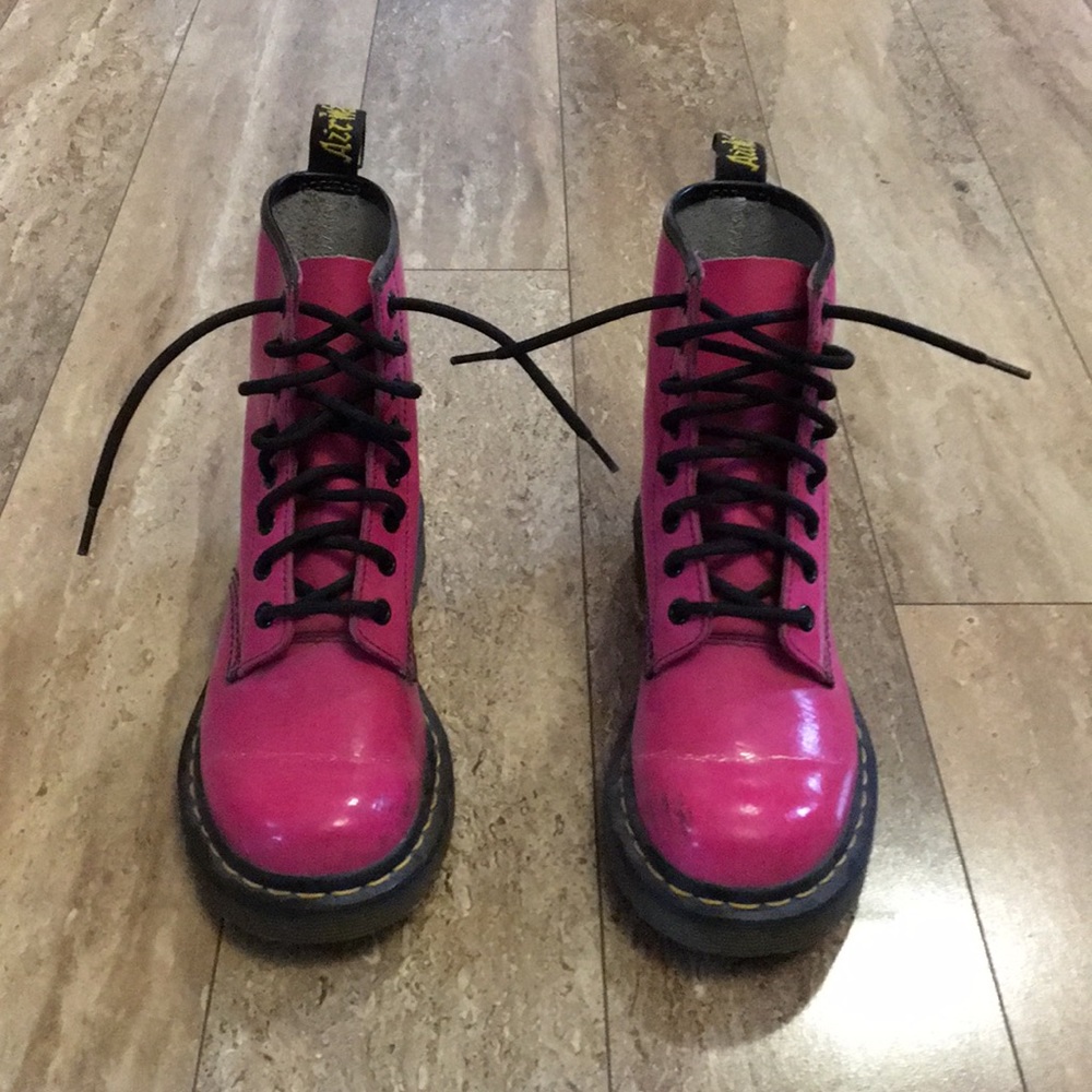 Hot pink Dr. Martens 1460w boots